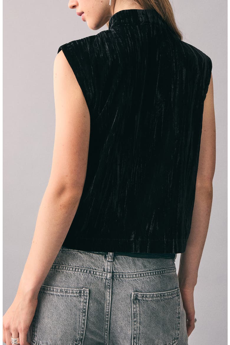 Velvet Crop Vest, Alternate, color, BLACK
