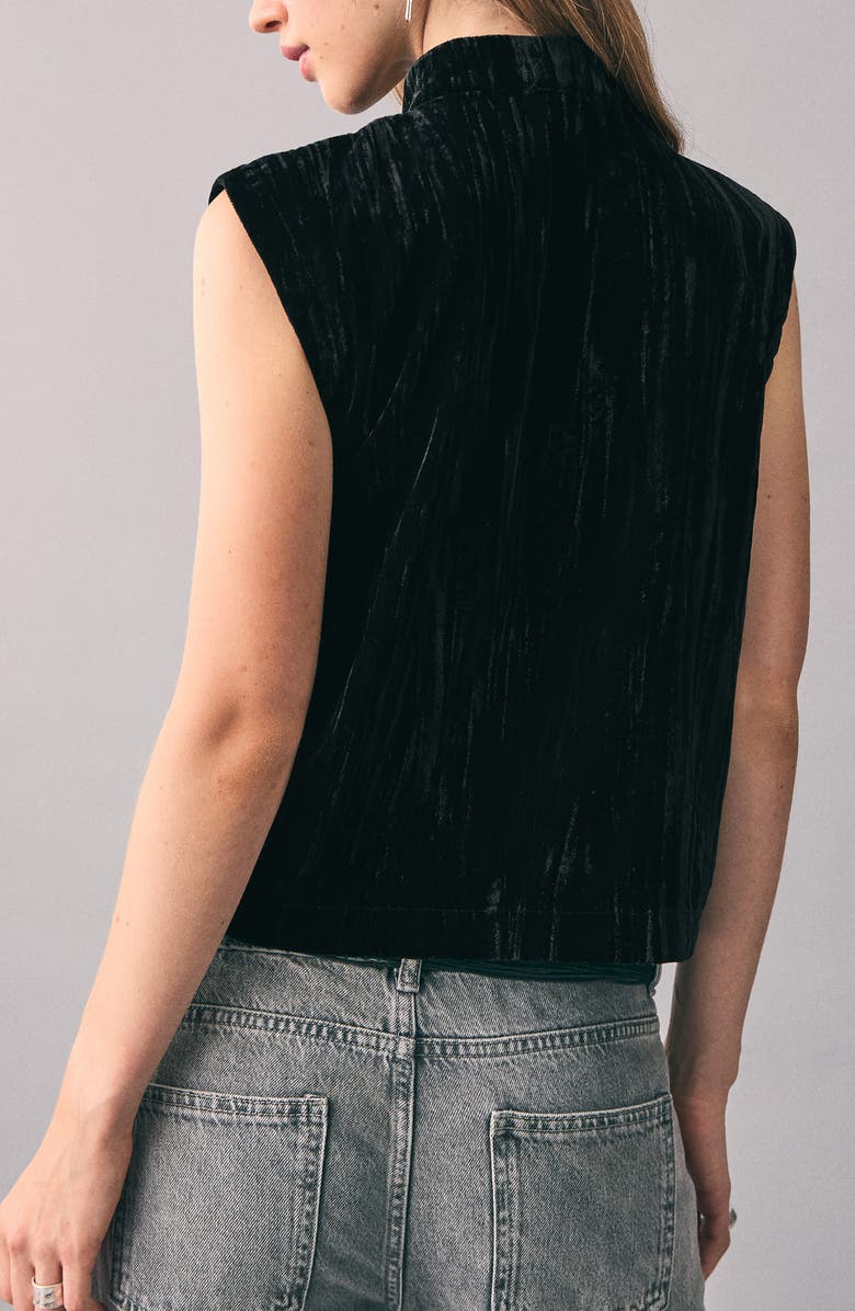 MANGO TEEN Velvet Crop Vest, Alternate, color, Black