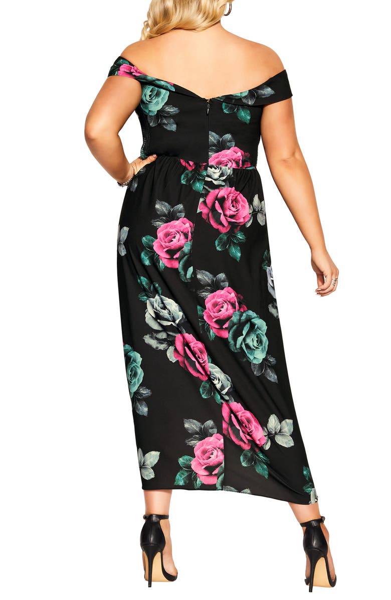 City Chic Clementine Off the Shoulder Tulip Hem Dress, Alternate, color, 