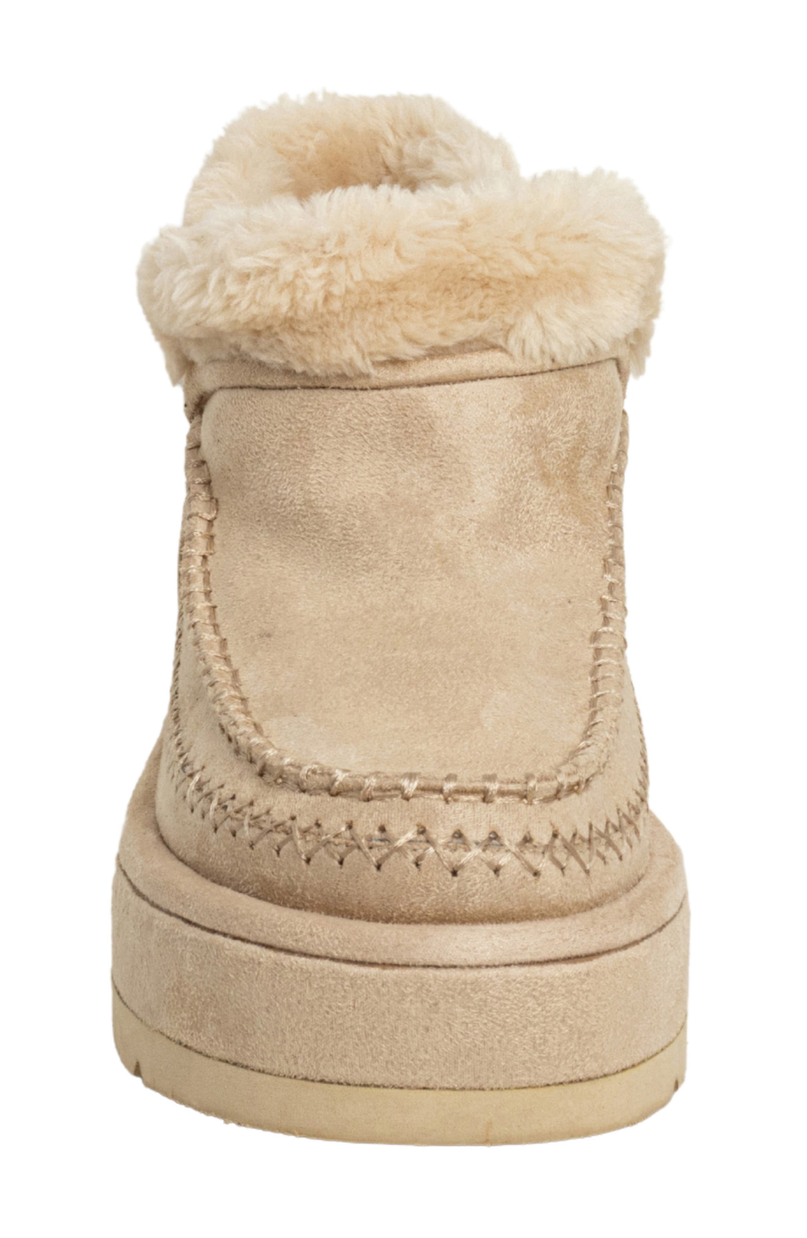 SHUSHOP Ulla Faux Fur Lined Platform Bootie, Alternate, color, Bone Suede