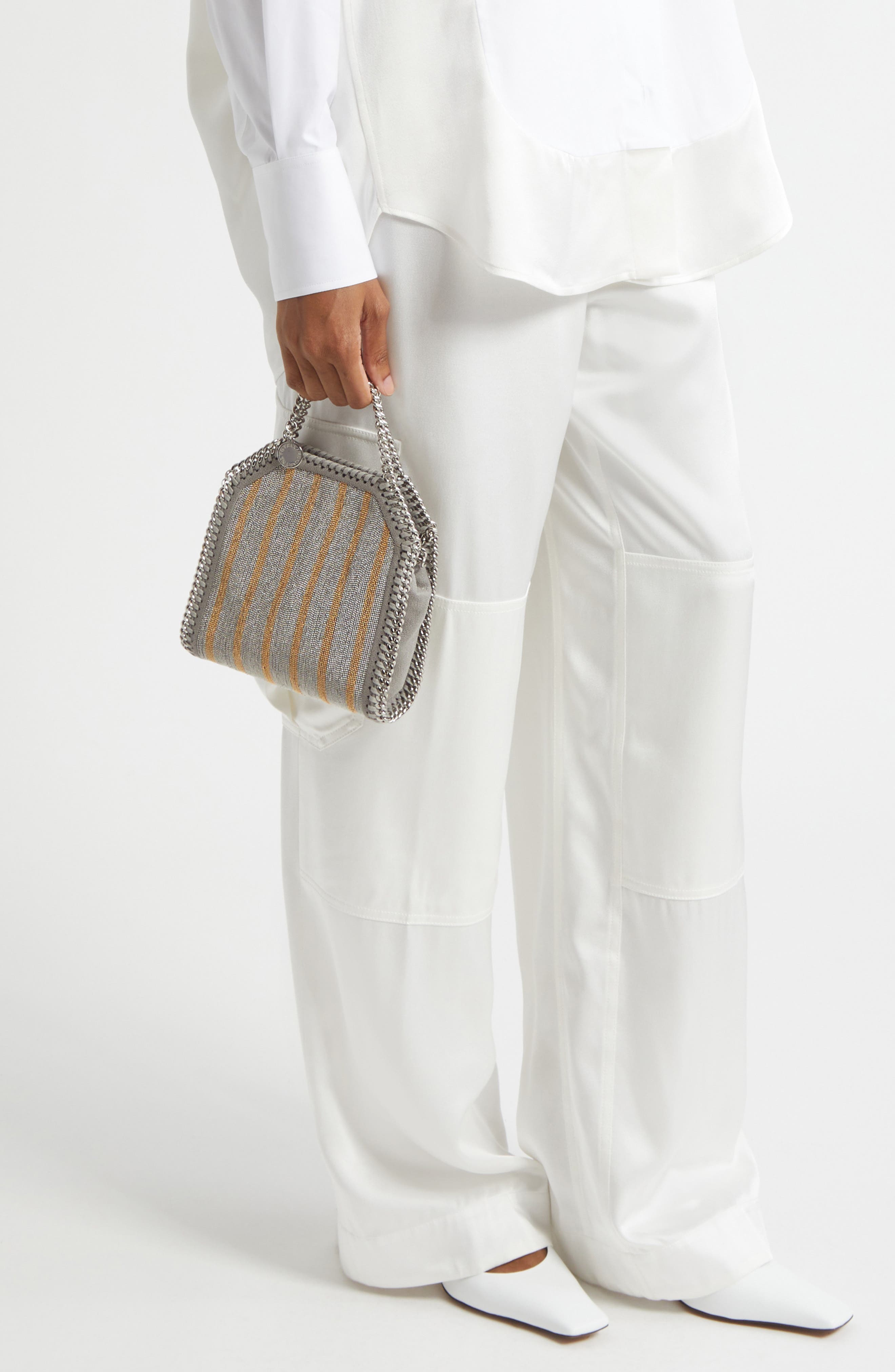 Rock Tokyo Falabella Crystal Embellished Crossbody Bag, Alternate, color, LIGHT GREY