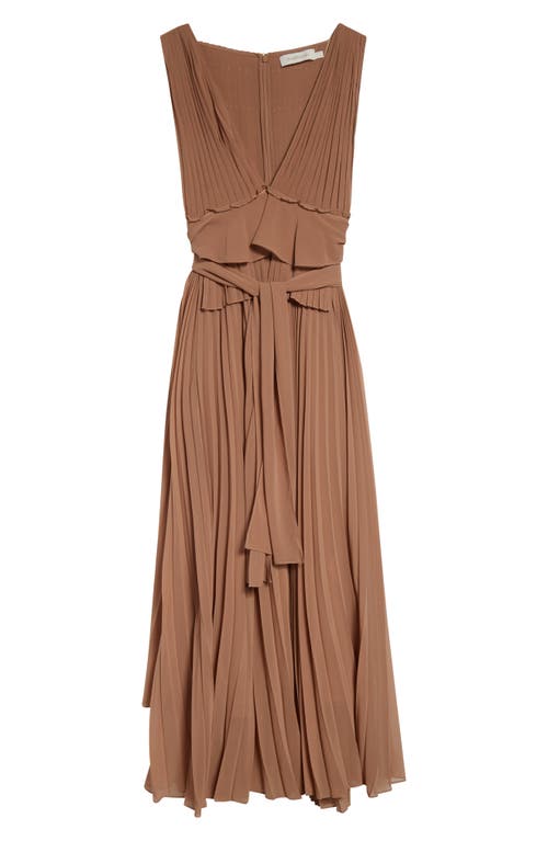 Zimmermann Memento Pleated Ruffled Gown In Brown