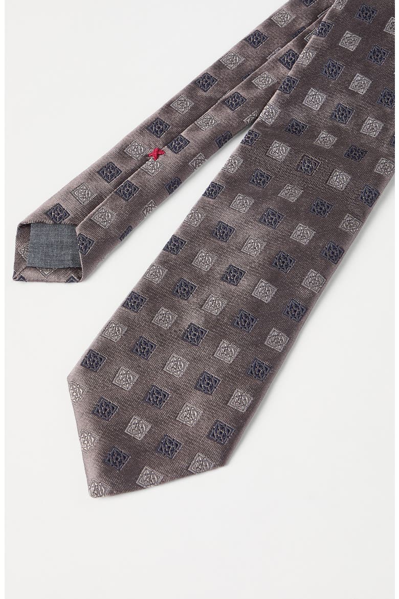 Silk tie with squares pattern, Alternate, color, Brown