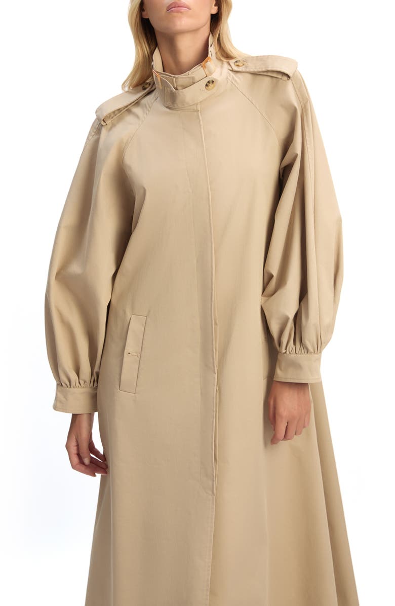 Bardot Isler Longline Trench Coat, Alternate, color, Latte