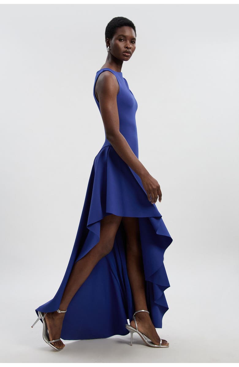 Karen Millen Petite Ruffle Hem Maxi Dress, Main, color, Navy