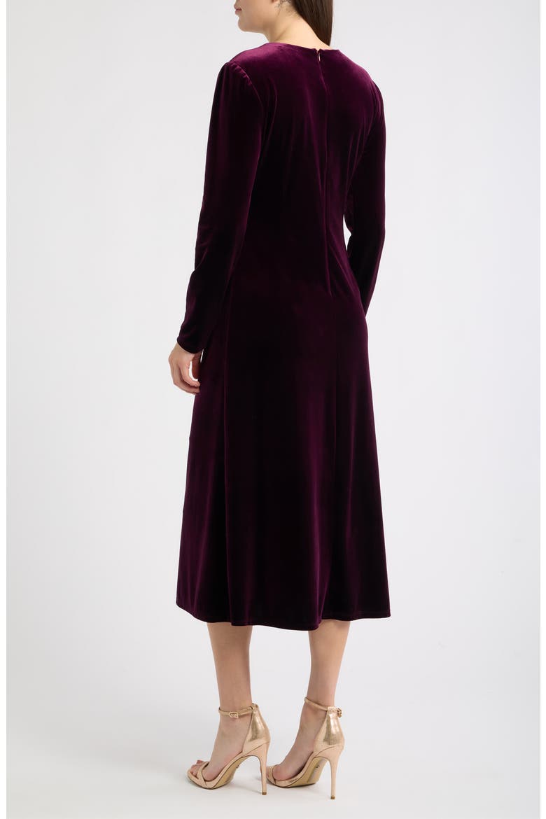 Long Sleeve Velvet Midi Dress, Alternate, color, WINE