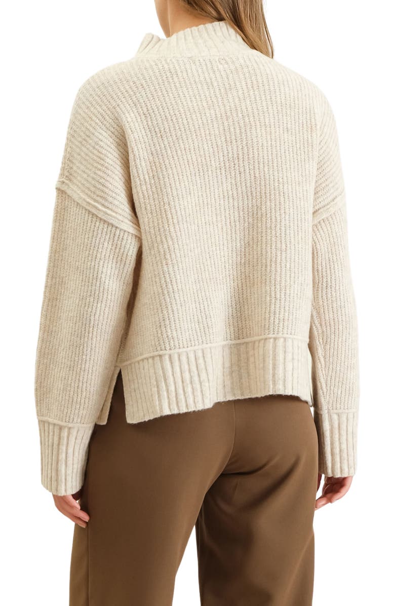 Blu Pepper Mock Neck Rib Sweater, Alternate, color, Oatmeal