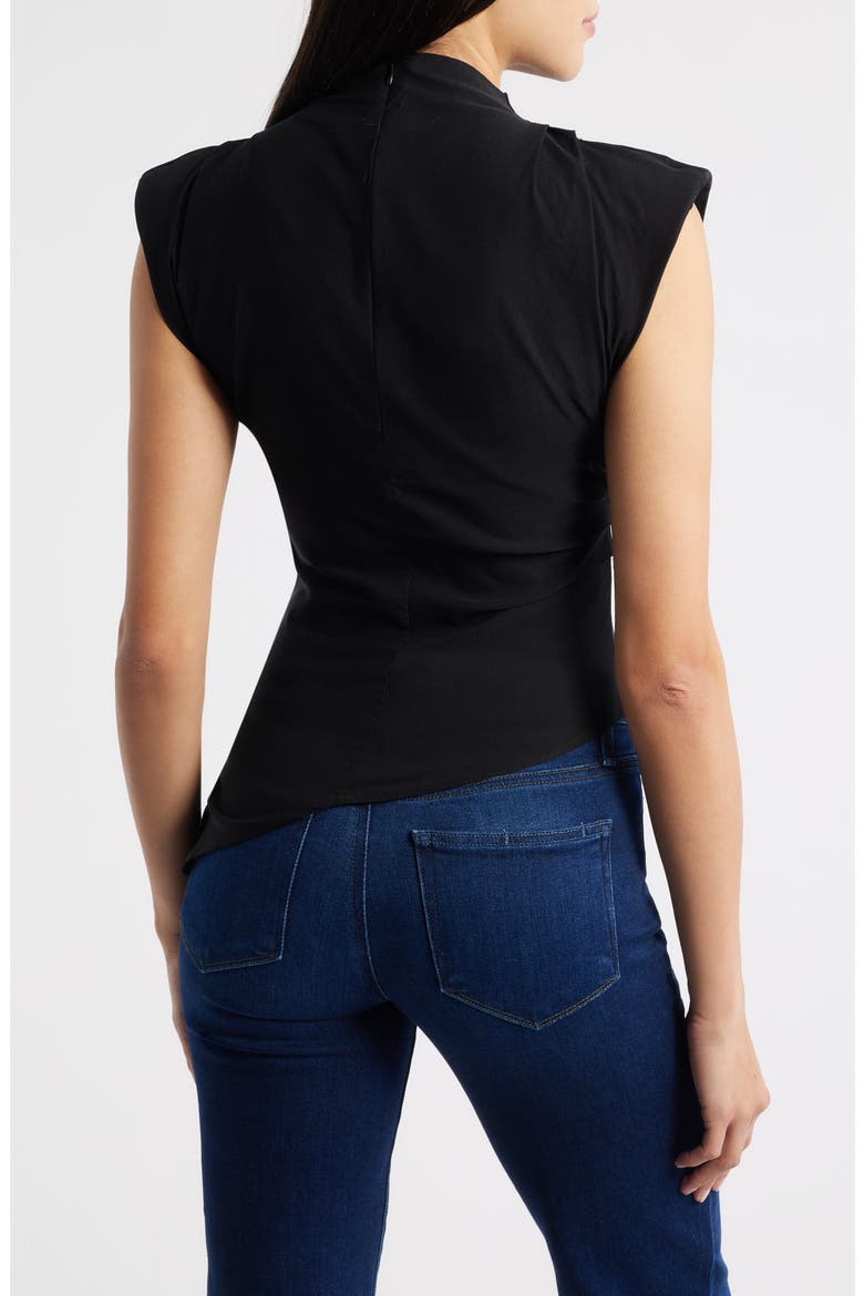 Cora Strong Shoulder Asymmetric Jersey Top, Alternate, color, BLACK