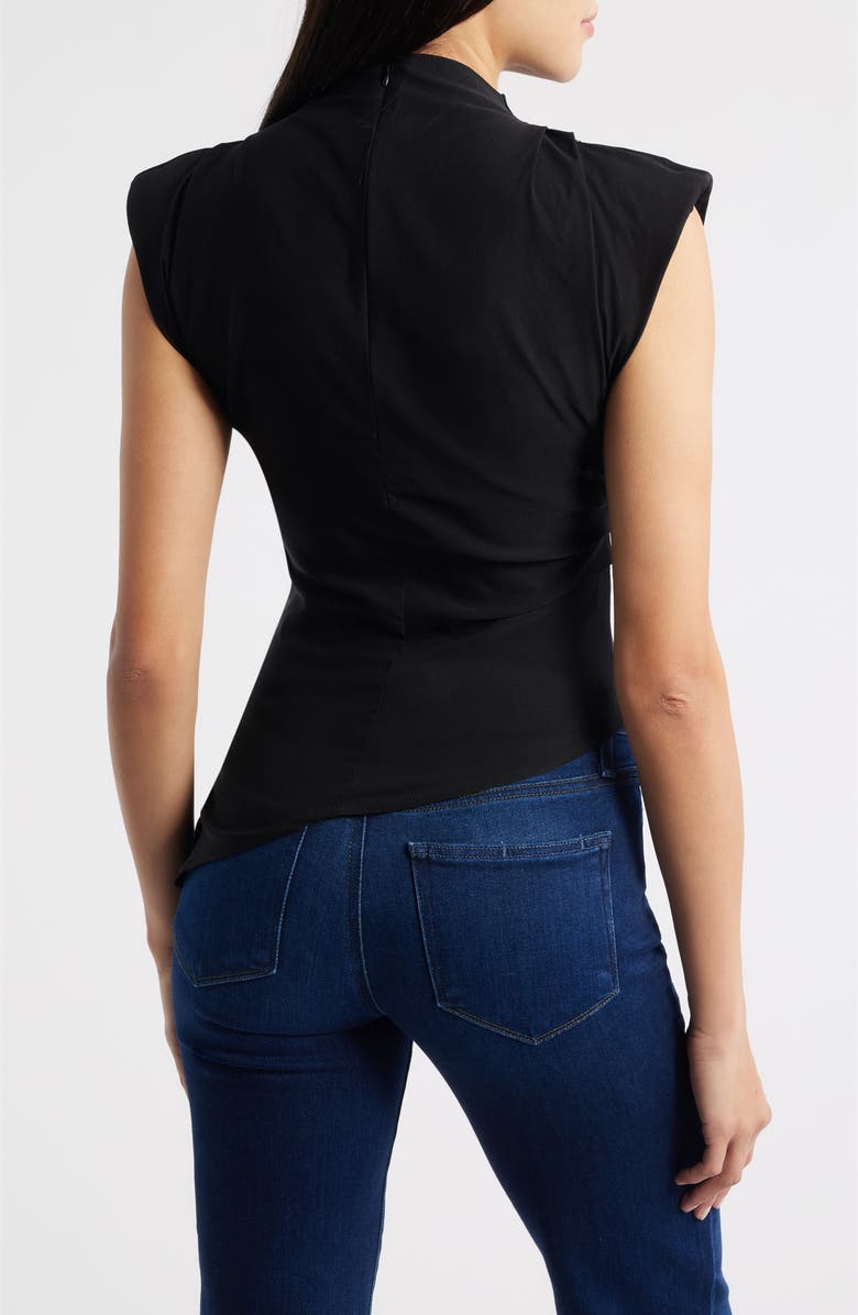 NIKKI LUND Cora Strong Shoulder Asymmetric Jersey Top, Alternate, color, Black