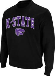 COLOSSEUM Men's Colosseum Black Kansas State Wildcats Arch & Logo Crew Neck Sweatshirt