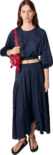 Satin-effect maxi skirt