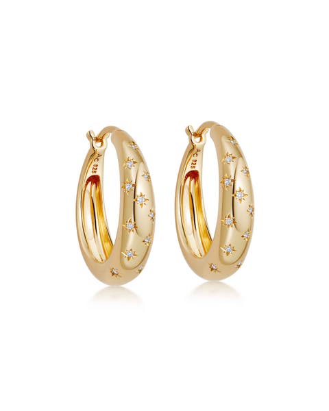 Gold Celestial Tiny Star Hoop Earrings