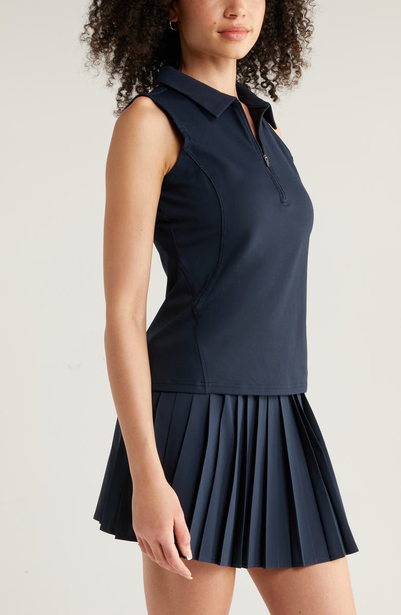 Zella Replay Half Zip Polo Tank, Alternate, color, Navy Sapphire