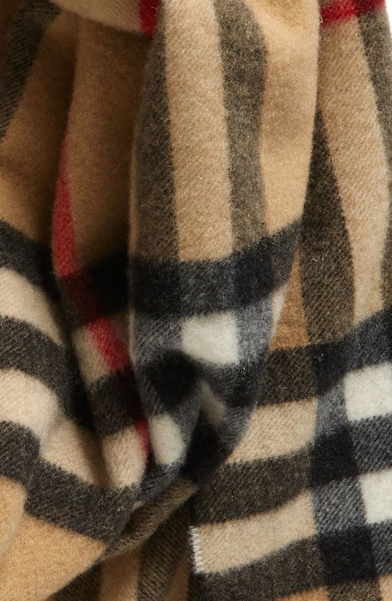 Burberry Giant Check Washed Cashmere Scarf, Alternate, color, Archive Beige
