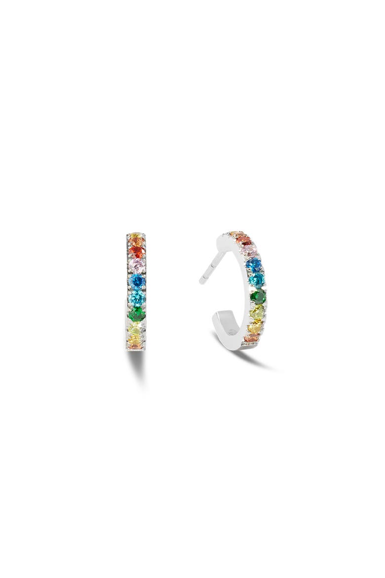 Eternal Love Mini Silver Hoop Earrings, Alternate, color, Multicolor