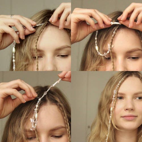 Velvet Luna Pearl Braid With Cross Charm In White