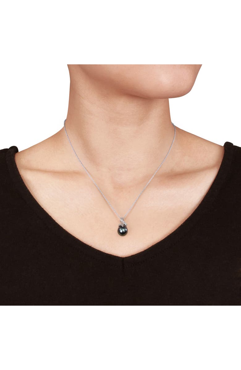 Julianna B. Pearl & Diamond 2-Piece Necklace & Earring Set, Alternate, color, Tahitian Pearl