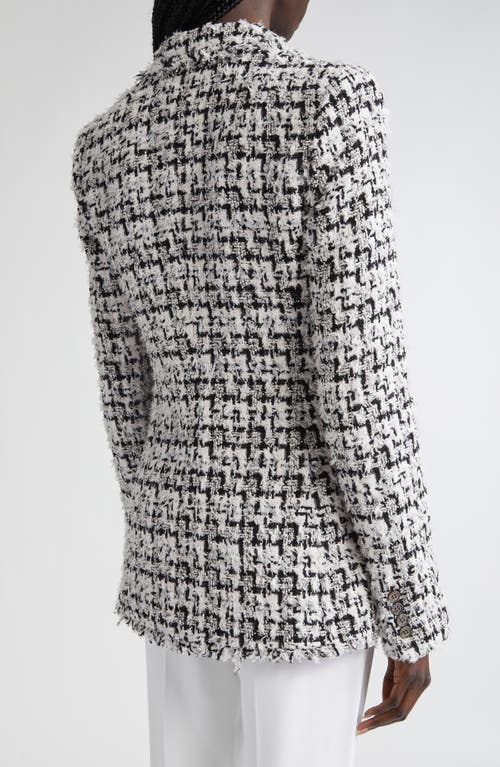Michael Kors Eyelash Tweed Single-breasted Blazer In Gray