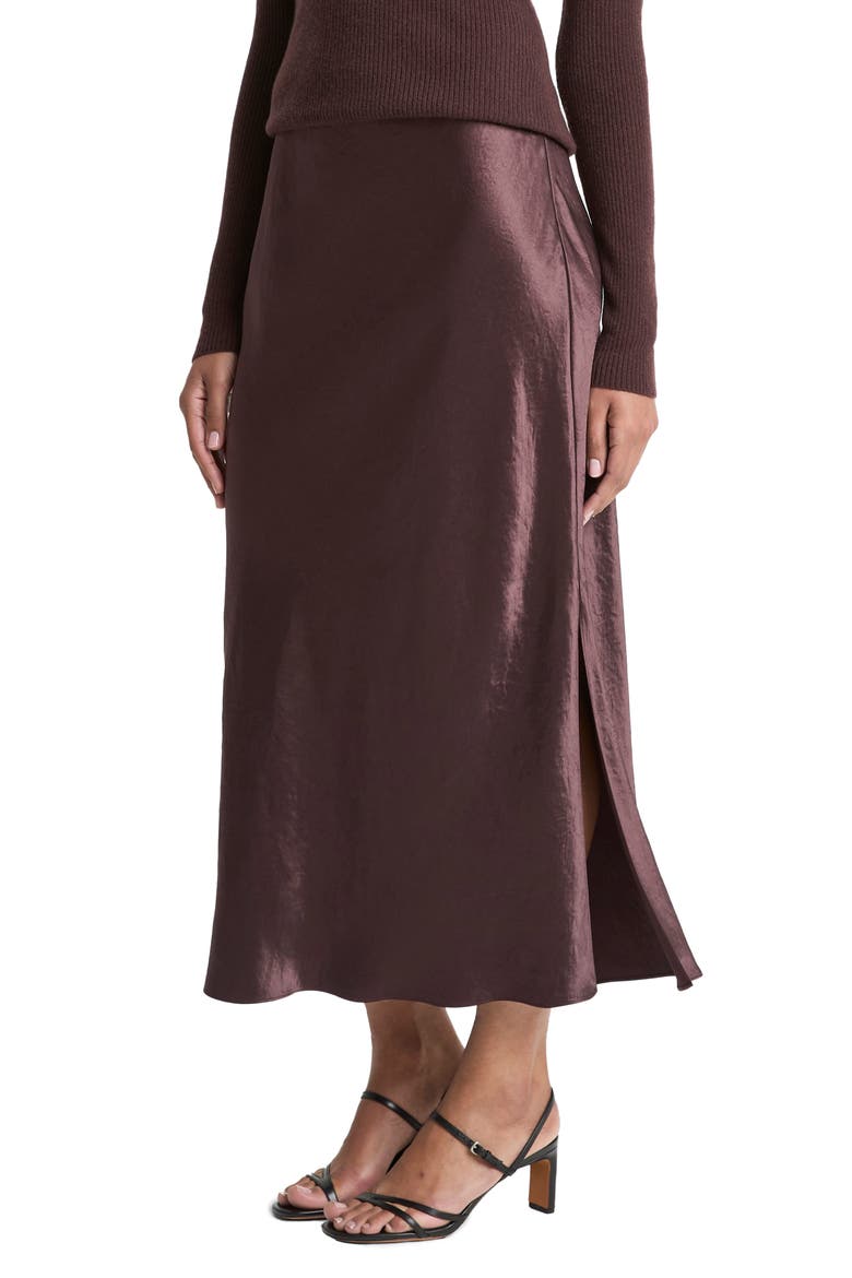 Side Slit Matte Satin Slip Skirt, Main, color, FIG