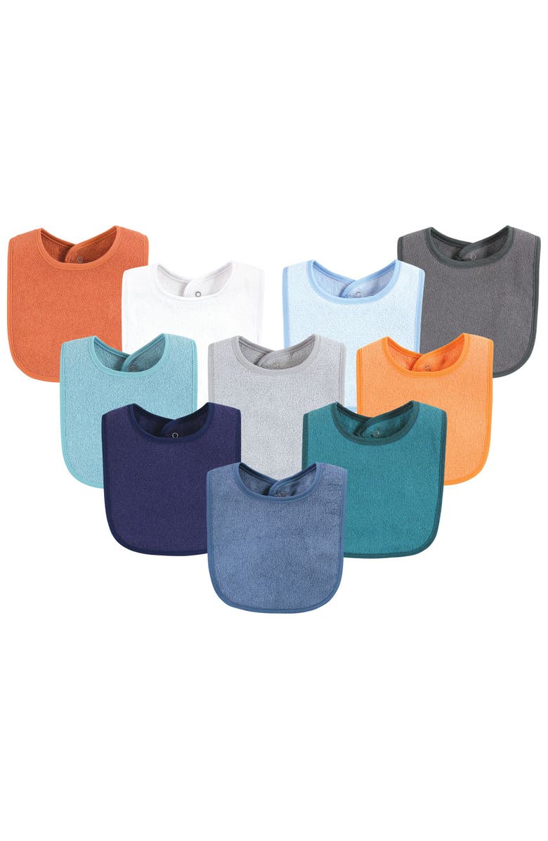 Hudson Baby Youngster's Dribble Catcher with Moisture-Resistant Layer, Main, color, Blue Orange