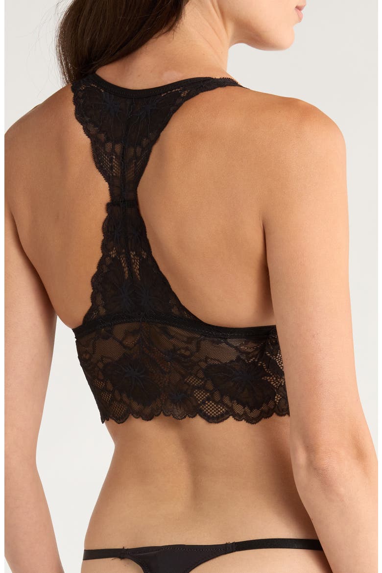 Stormi Lace Trim Racerback Bralette, Alternate, color, CAVIAR