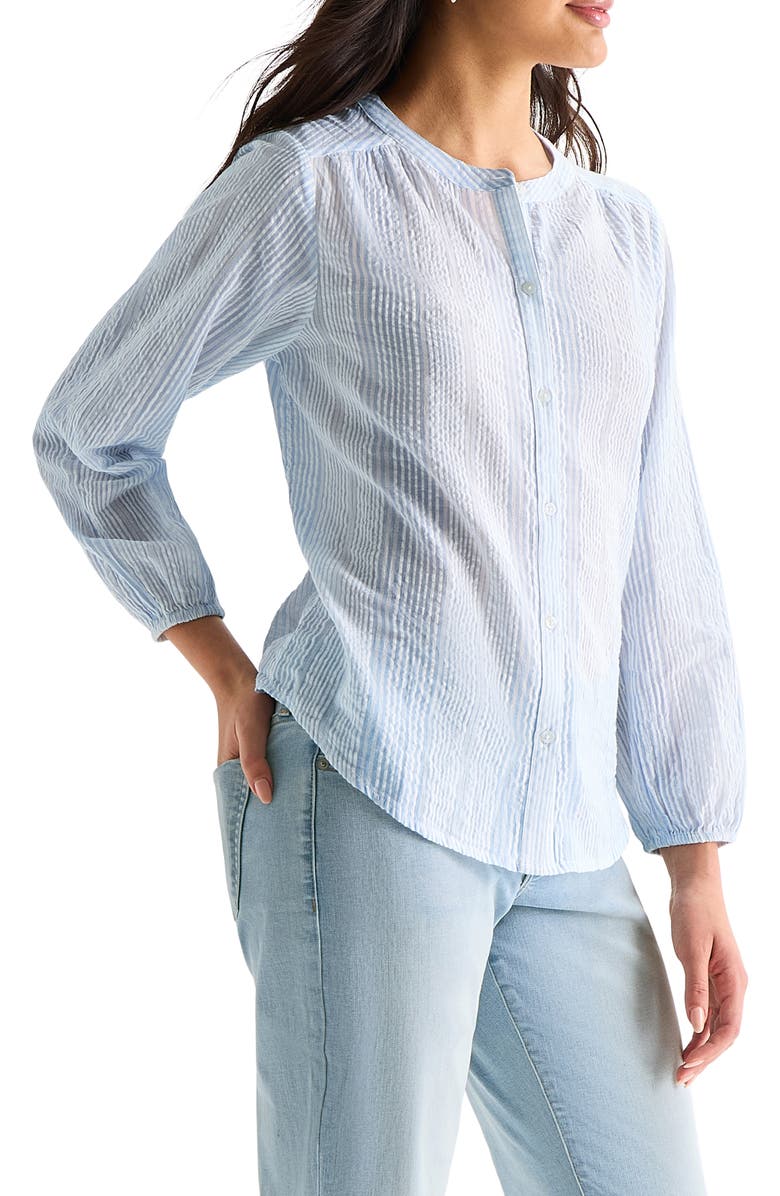Lucky Brand Stripe Long Sleeve Seersucker Button-Up Shirt, Alternate, color, Blue Multi Stripe