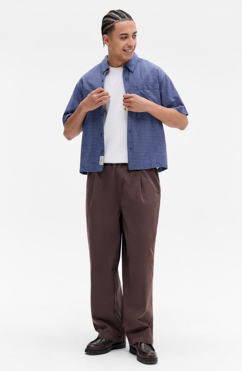 BDG Urban Outfitters Boxy Check Short Sleeve Button-Up Shirt, Alternate, color, Blue