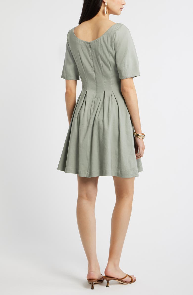 Nordstrom Scoop Neck Linen Blend Dress, Alternate, color, Green Chaparral