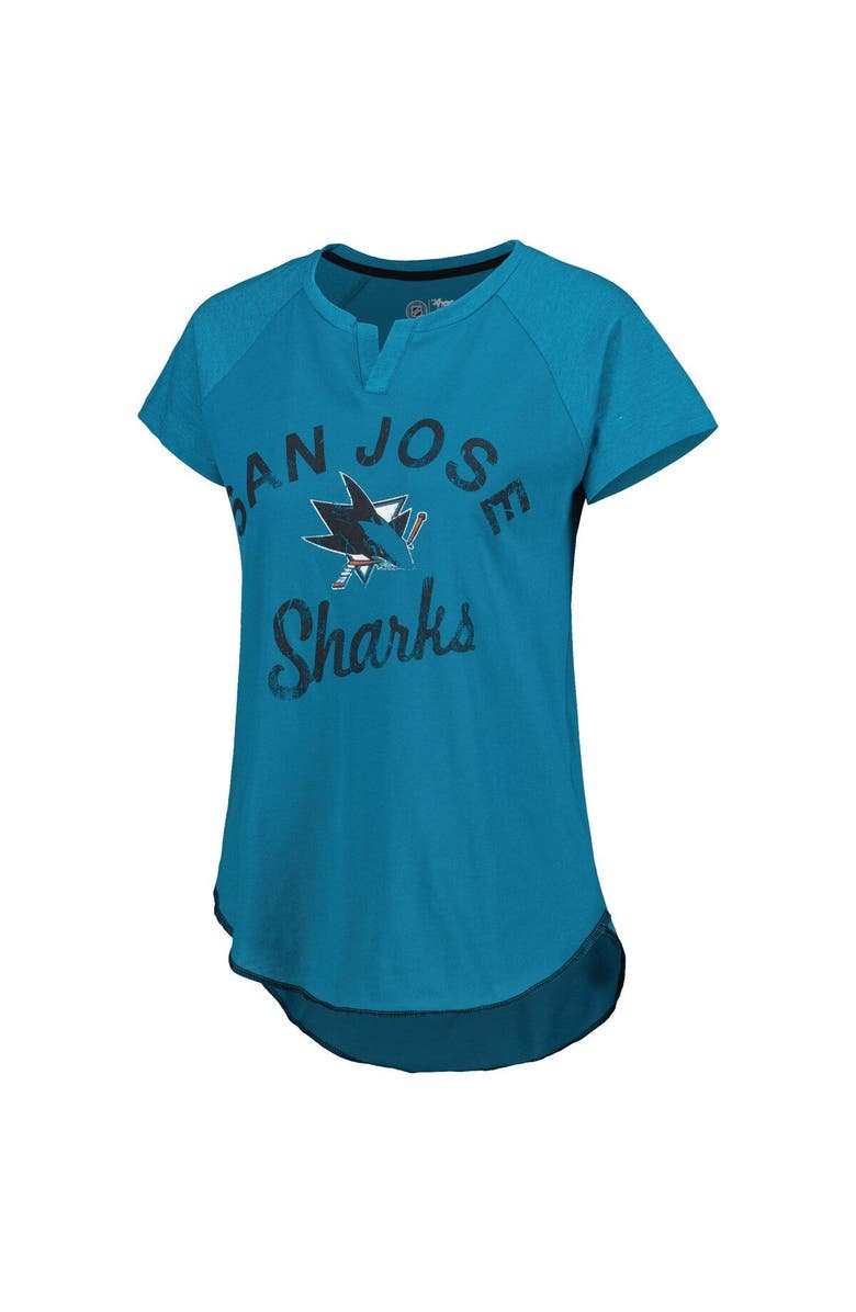 STARTER Women's Starter Teal San Jose Sharks Grand Slam Raglan Notch Neck T-Shirt, Alternate, color, 