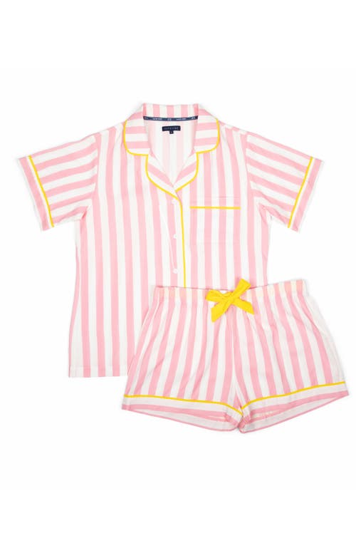 Katie Kime Retro Stripe Pajama Shorts Set In Pink