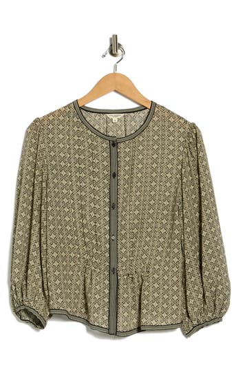Max Studio Bubble Sleeve Top In Gray