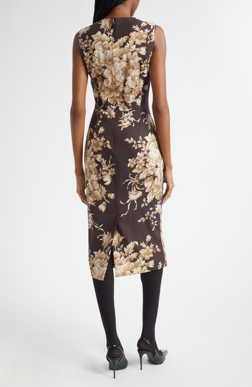 Dolce & Gabbana Rose Cretonne Charmeuse Sleeveless Midi Dress In Black