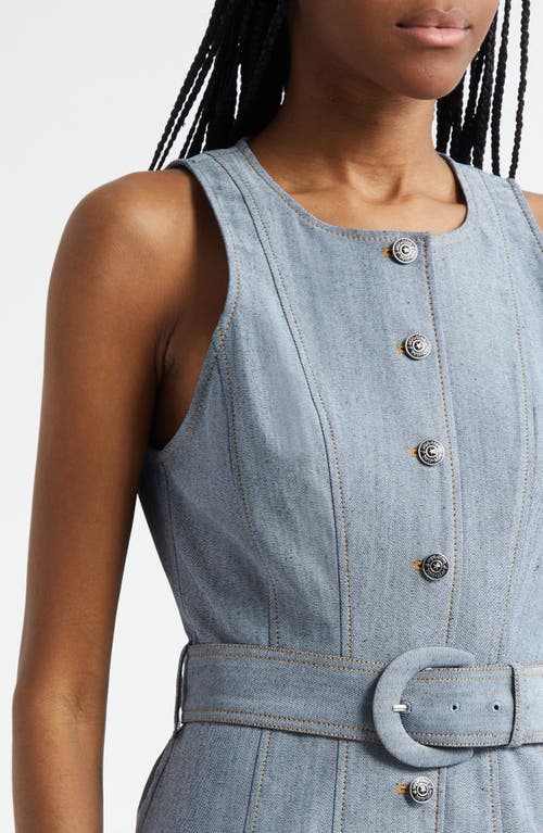 Cinq À Sept Margaret Belted Denim Dress In Blue
