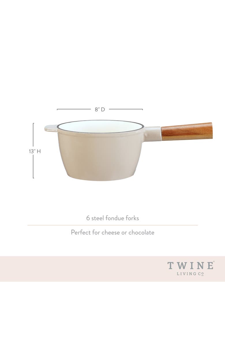 Wood and Cast Iron Fondue Set in Beige, Alternate, color, Beige