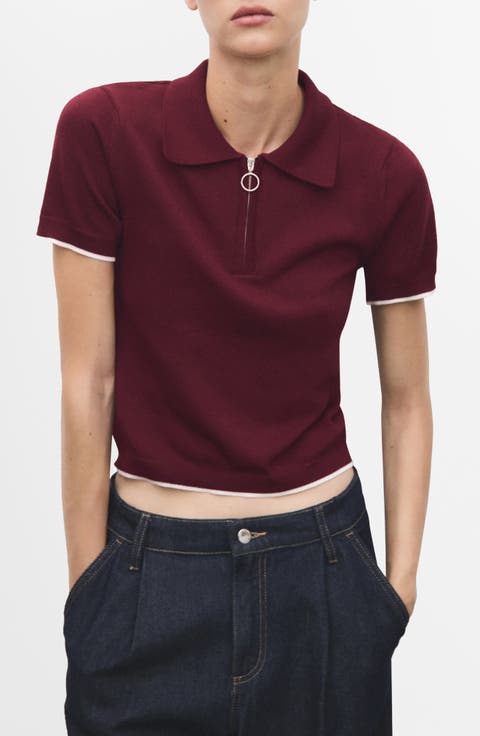 Tipped Quarter Zip Jersey Polo