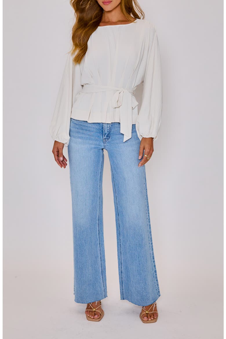 Lydia Tie Waist Top, Alternate, color, CREAM