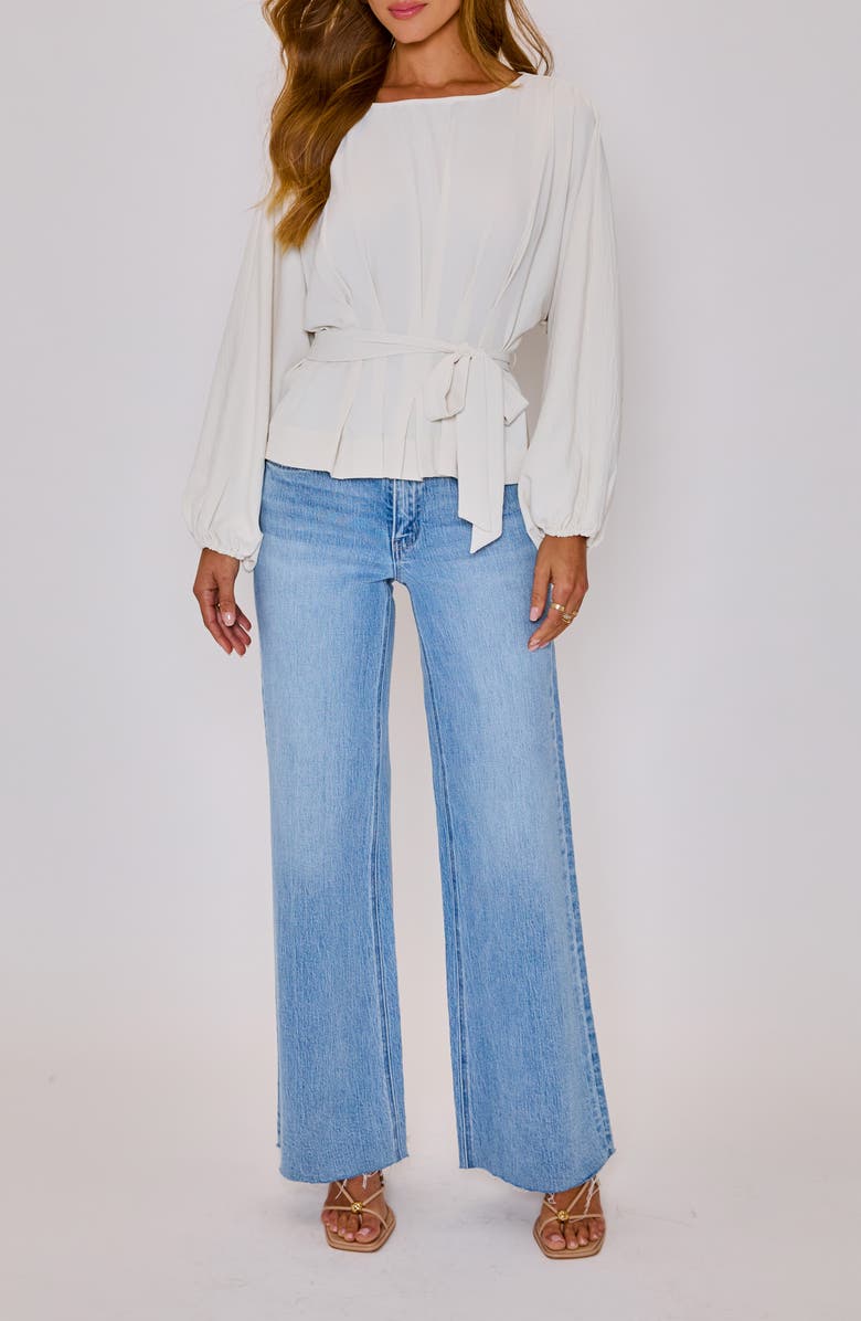 VICI Collection Lydia Tie Waist Top, Alternate, color, Cream