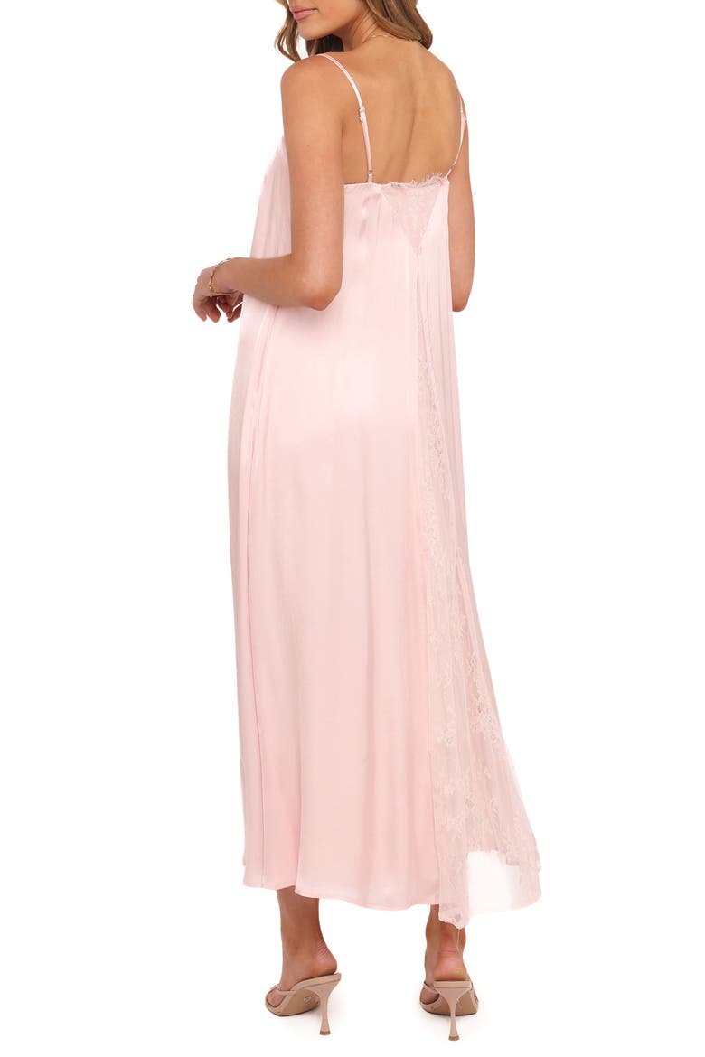Halsey Satin & Lace Slipdress, Alternate, color, PINK