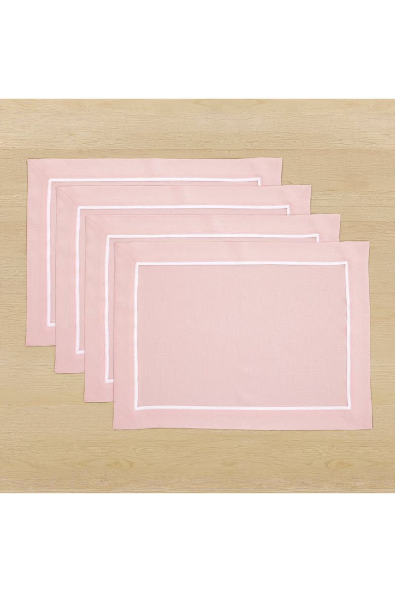 Linen Placemats Set of 4, 14 x 19" - Kensington, Main, color, Pink