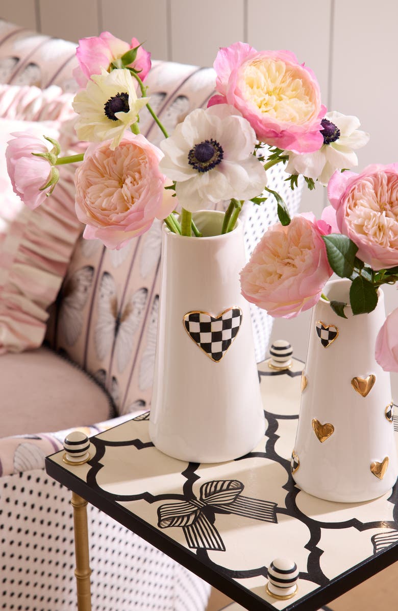 MACKENZIE CHILDS Courtly Check<sup>®</sup> Heart Vase, Alternate, color, Black/ White