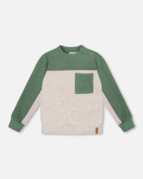 Deux Par Deux Long Sleeve Super Soft Brushed Jersey Top Color Block Heather In Multi