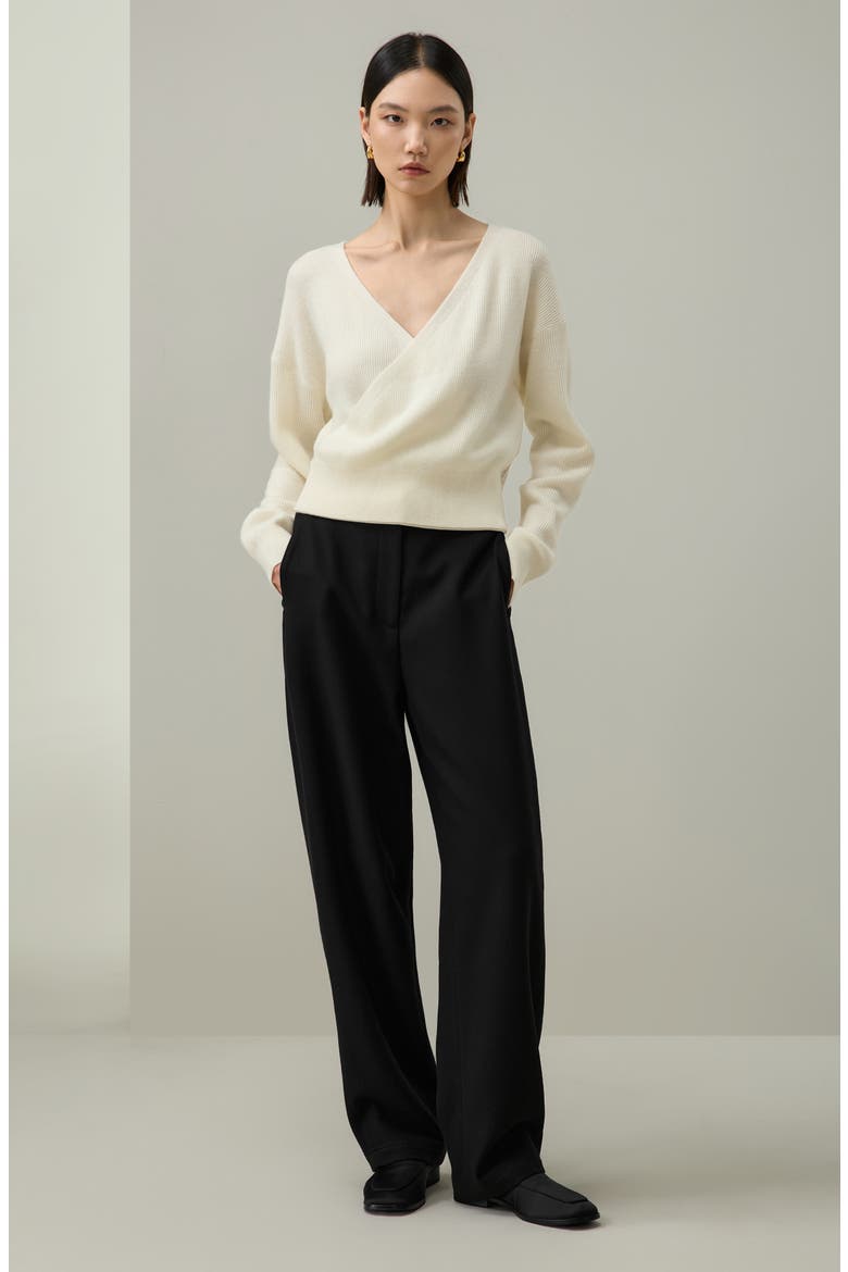 Women's Machine-Washable Wool Wrap Sweater, Alternate, color, Lily White