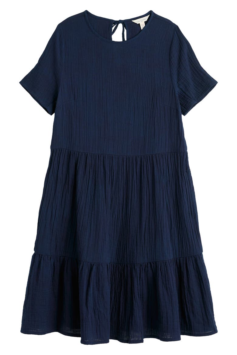 Pebble Comb Organic Cotton Double Gauze Dress, Alternate, color, MARITIME