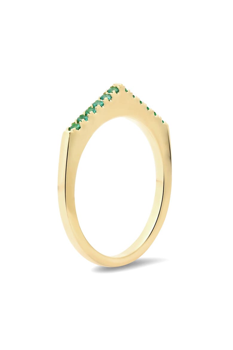 14K Stackable Pave Point Ring, Alternate, color, GREEN