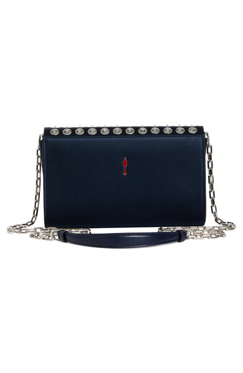 Christian Louboutin Crystal Grommet Satin Wallet On A Chain In Black