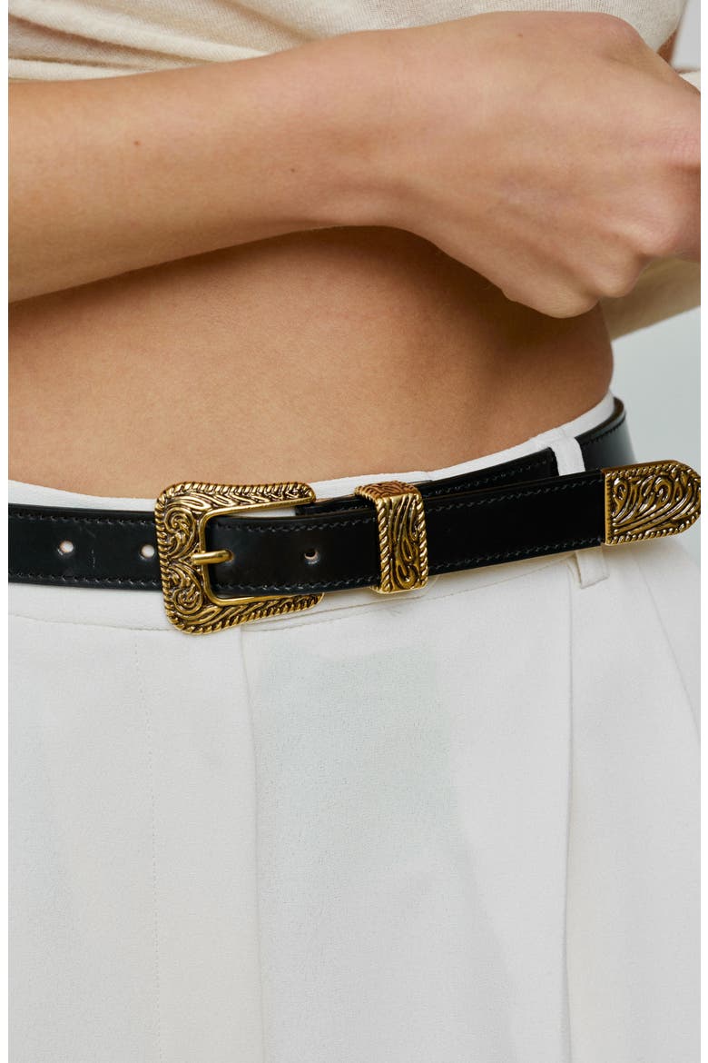 No. 15 Leather Belt, Alternate, color, BLACK/ GOLD