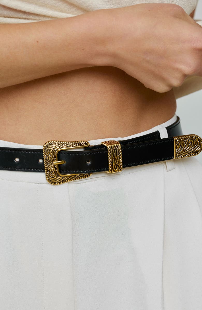 AUREUM No. 15 Leather Belt, Alternate, color, Black/ Gold