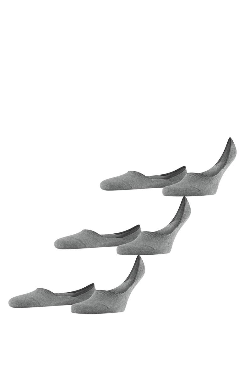 Step Cotton 3-Pack No Show Socks, Main, color, Light Grey Melange