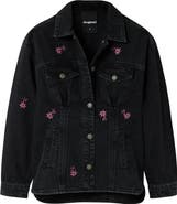 Desigual Arkansas Floral Embroidered Crop Trucker Jacket