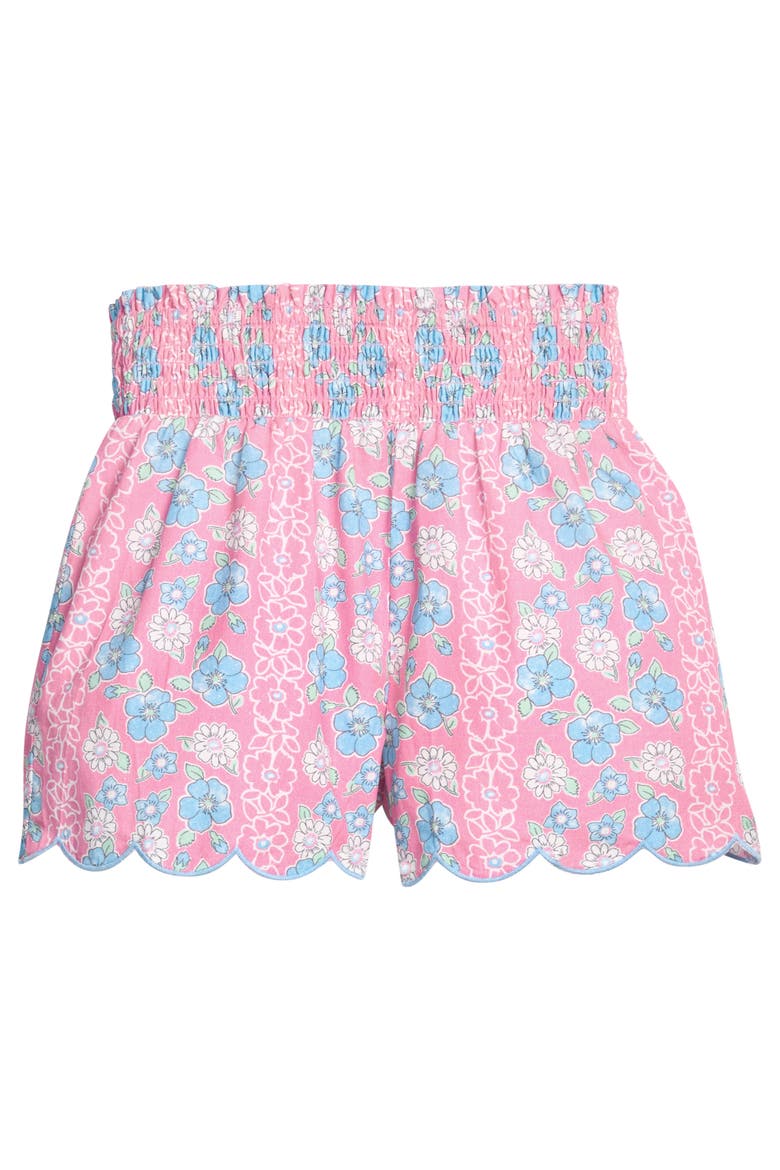 Kids' Shirred Scallop Shorts, Main, color, Spring Marguerite Floral